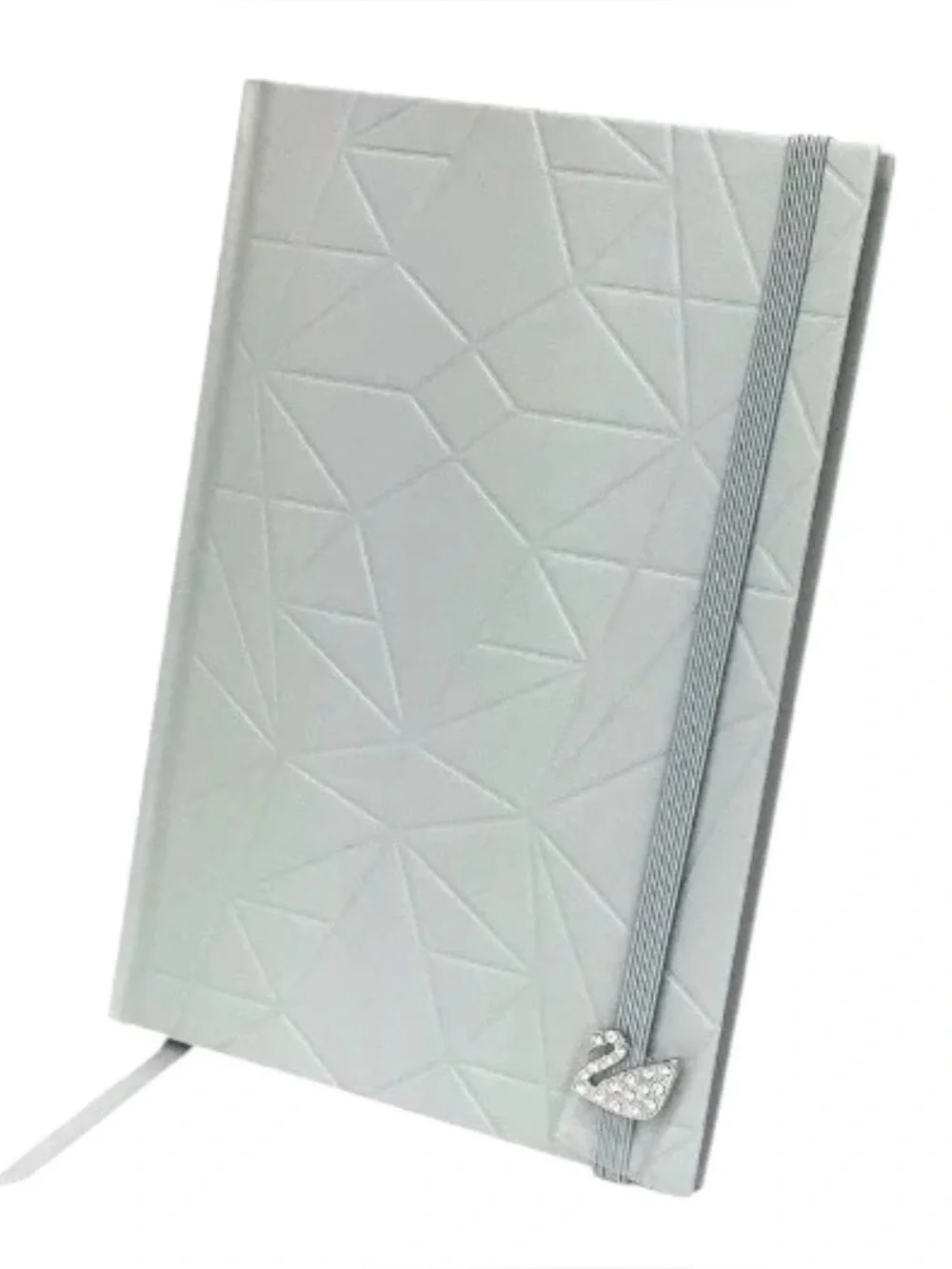NWT Swarovski Light Gray Notebook with Swan Crystal Charm